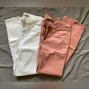 White and Dusty Pink Refuge Charlotte Russe Stretch Denim Jeans Skinny Like New